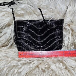 Elegant Black Beaded Clutch